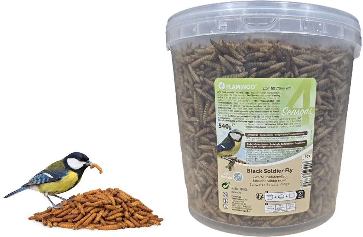 4 SEASONS GEDROOGDE LARVEN 540GR IN EMMER von Flamingo – Produktfoto