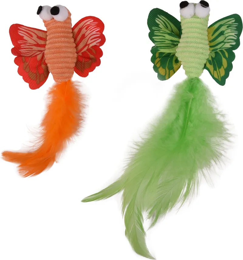 Alea - Speelgoed Katten - Ps Vlinder Alea Groen/oranje 17cm - 2st - 128714 - 2st by Flamingo in Multicolour – product photo