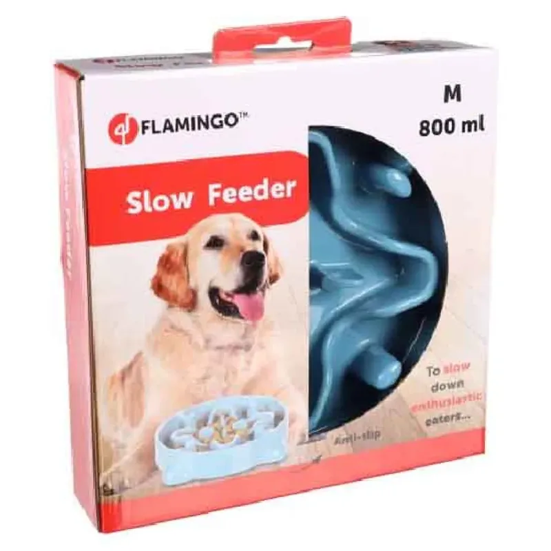 Anti schrokbak hond – slow feeder – voerbak hond – Ø21,5 cm – 800ml – Flamingo voerbak Beno – petrol – rond de Flamingo en Bleu – photo produit 2 sur 3
