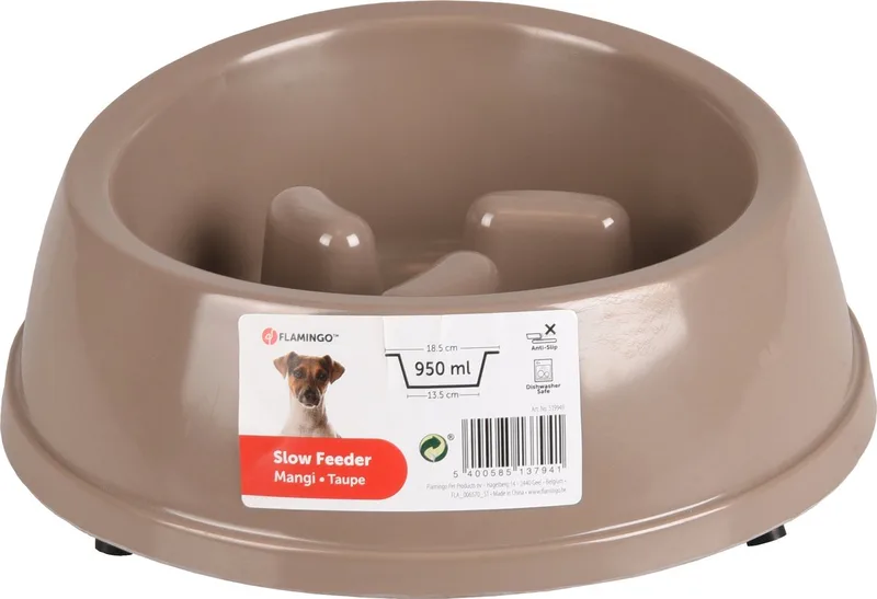 Anti schrokbak hond – slow feeder – voerbak hond – Ø23 cm – 950ml – Flamingo voerbak Mangi – rond von Flamingo in Taupe – Produktfoto