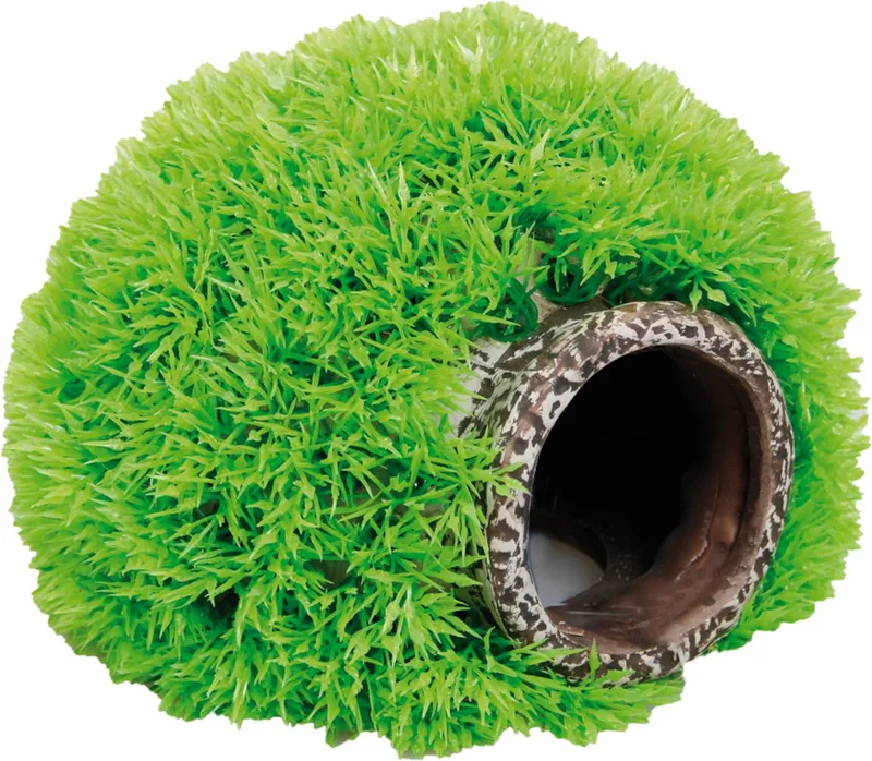 Aquarium – decoratie grot met mosbal – Flamingo – 16x14x11 cm – polyresin ornament – veilige schuilplaats voor vissen – natuurlijke uitstraling – aquariumdecoratie de Flamingo en Vert – photo produit