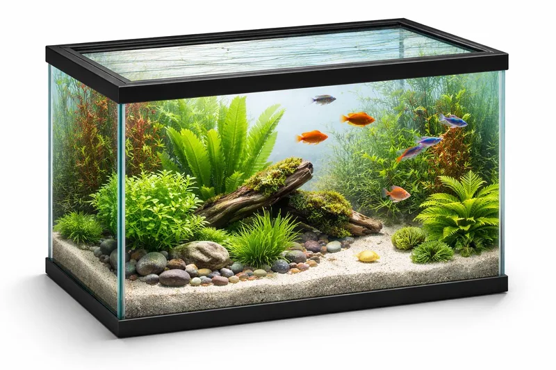 Aquarium – volglas aquarium – 40x20x25cm – 17,3L – glas – zwart kunststof frame – Europese kwaliteit – voor alle vissoorten – binnen by Flamingo in Transparent – product photo