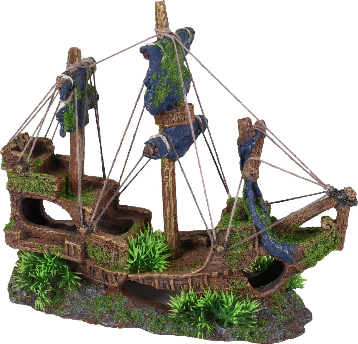Aquariumdecoratie Moza Scheepswrak 3 mast - 31 x 11 x 27 cm de Flamingo en Marron – photo produit