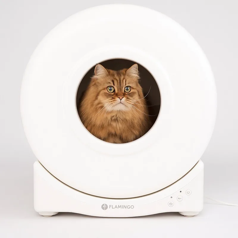 Automatische kattenbak - XXL 72L - Zelfreinigende kattenbak - Met app - Voor 1 of meer katten by Flamingo in White – product photo
