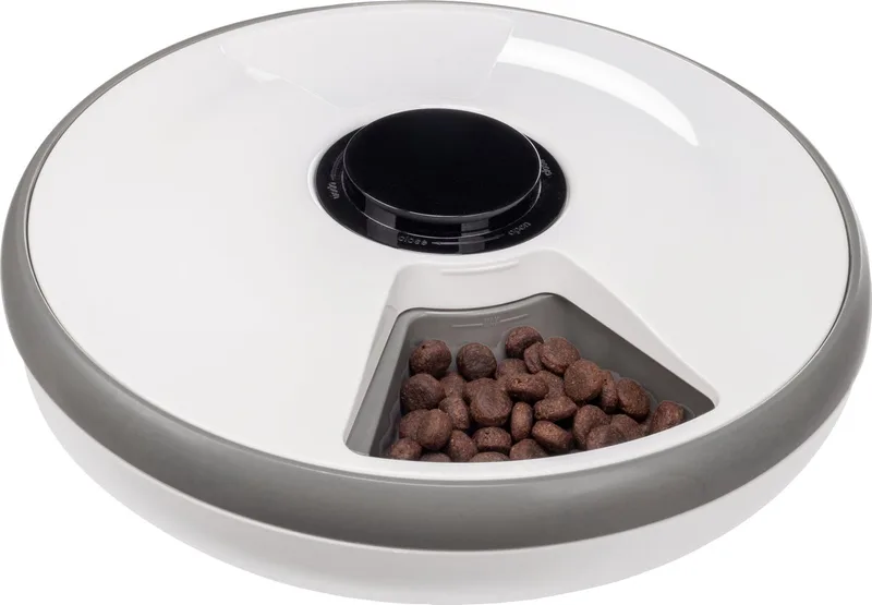 automatische voerbar hond en kat – Voederautomaat voor nat- en droogvoer – Met timer & koelelement – 6 maaltijden – Model Labo – Wit by Flamingo in Wit5 – product photo