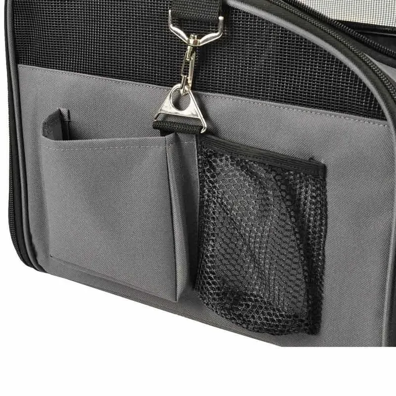 Autostoel hond – Flamingo Autostoel Ida – 44x34x32cm – 2-in-1 autostoel & draagtas – veilig & comfortabel reizen voor kleine honden fra Flamingo i Grå – produktbillede 5 af 6