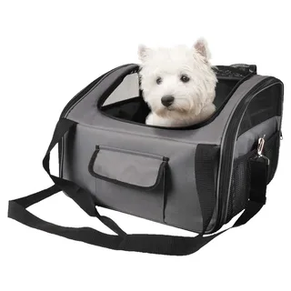 Autostoel hond – Flamingo Autostoel Ida – 44x34x32cm – 2-in-1 autostoel & draagtas – veilig & comfortabel reizen voor kleine honden fra Flamingo i Grå – produktbillede 3 af 6