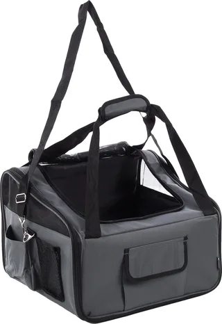 Autostoel hond – Flamingo Autostoel Ida – 44x34x32cm – 2-in-1 autostoel & draagtas – veilig & comfortabel reizen voor kleine honden fra Flamingo i Grå – produktbillede 1 af 6