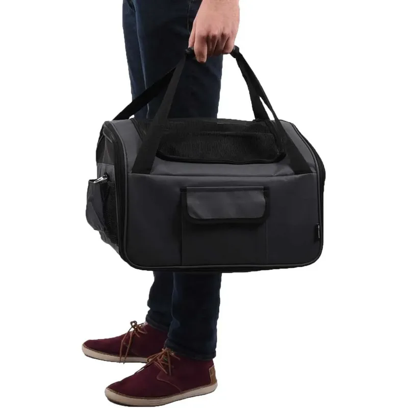 Autostoel hond – Flamingo Autostoel Ida – 44x34x32cm – 2-in-1 autostoel & draagtas – veilig & comfortabel reizen voor kleine honden fra Flamingo i Grå – produktbillede 6 af 6
