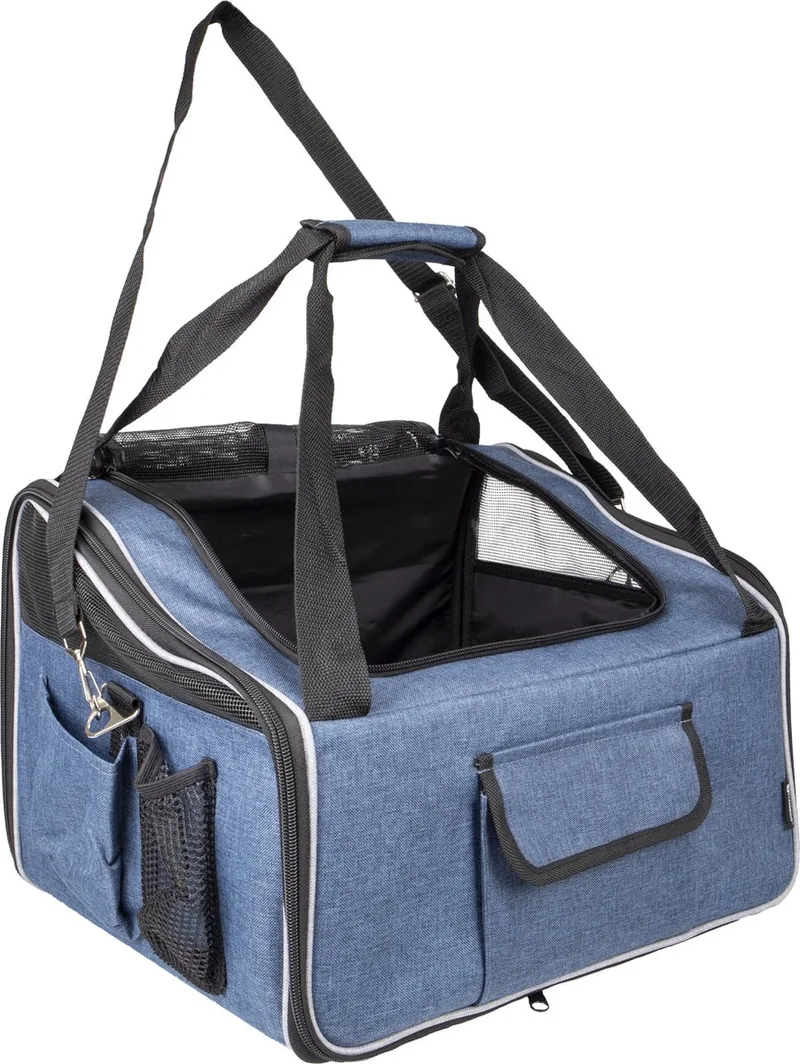 Autostoel hond – Flamingo Autostoel Ida – 44x35x29,5cm – 2-in-1 autostoel & draagtas – veilig & compact by Flamingo in Blue – product photo 1 of 2