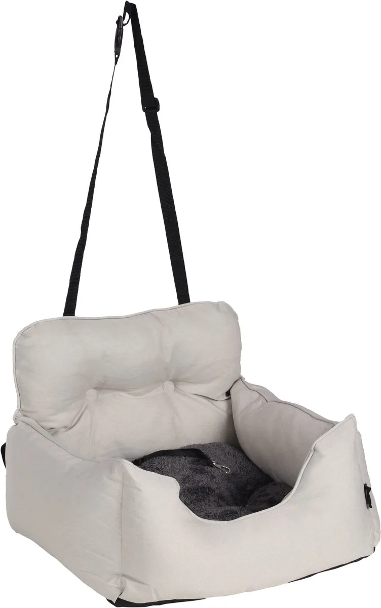 Autostoel hond – Flamingo Autostoel Jakey – 55x55x20cm – stijlvol & veilig – met fluffy kussen von Flamingo in Weiß – Produktfoto