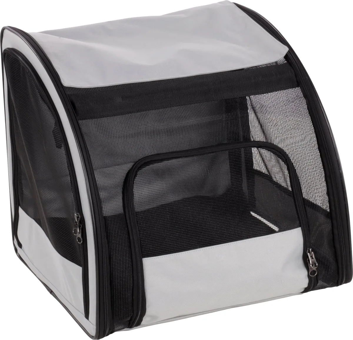Autostoel hond – Flamingo Autostoel Rey Lichtgrijs – 45x38,5x41cm – opvouwbaar & veilig – met ventilatiegaas von Flamingo in Grau – Produktfoto