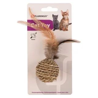 Babs - Speelgoed Katten - Ps Bal Babs + Veren Bruin 16cm - 1st - 128668 - 1st by Flamingo in Natural – product photo 2 of 3