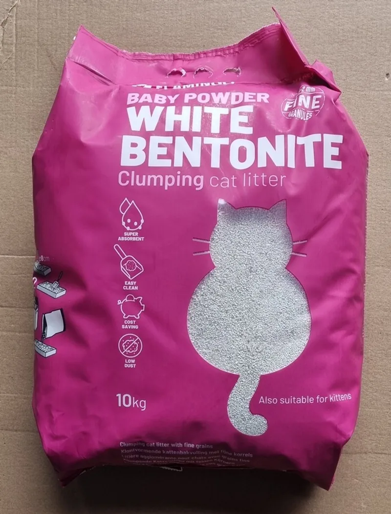 Bentoniet babypoeder kattenbakvulling, WIT, fijn by Flamingo – product photo
