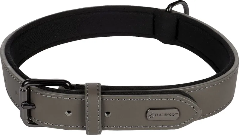 Binti Met Neopreen - Halsband Honden - Halsband Binti L 42-52cm 25mm - 1st - 123387 - 1st de Flamingo en Gris – photo produit