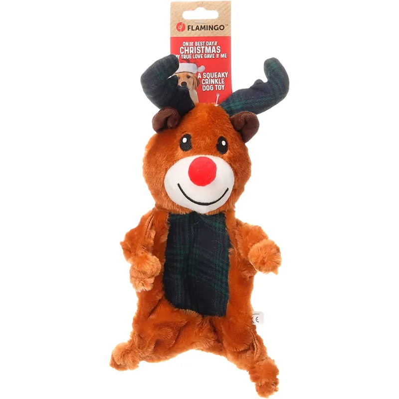 Christmas Jeffro Reno Reindeer Hondenspeeltje de Flamingo – photo produit 2 sur 3