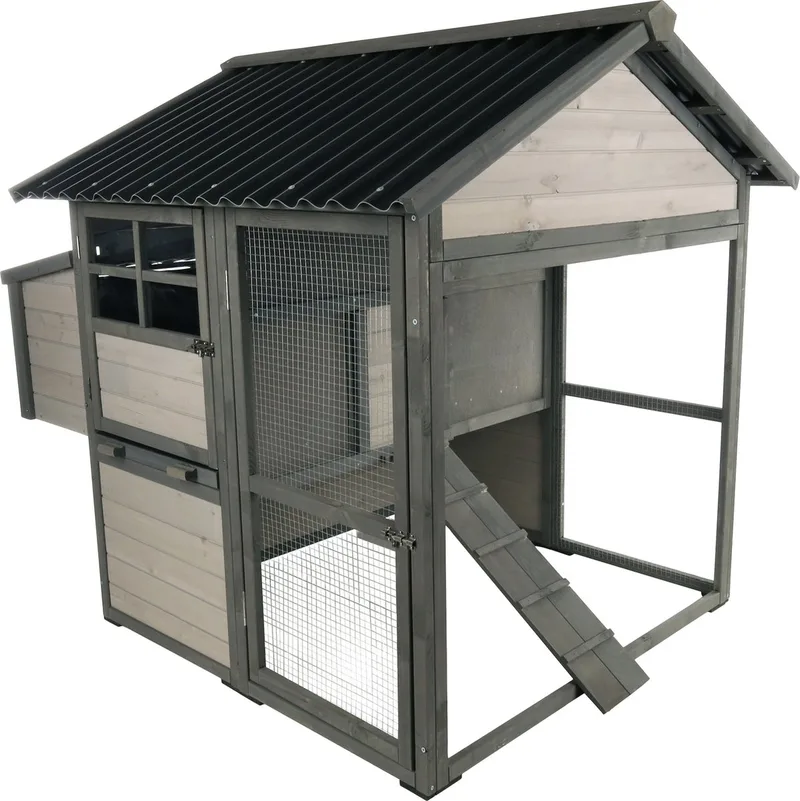Cottage Zivo - Kippenhok Kip - Kippenhok Met Ren Zivo Cottage 328x113x121cm - 1st - 137637 - 1st de Flamingo en Gris – photo produit