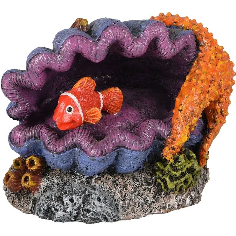 Décoration D´aquarium Huître Avec Poisson Assorti by Flamingo – product photo