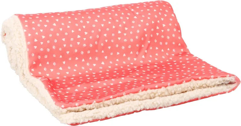 Deken Lief Rechthoekig Beige & Rood - 100 x 70 x 2 cm - Hondenmand - Hondenkussen von Flamingo – Produktfoto