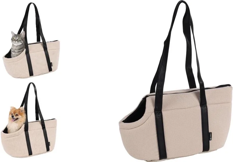 Draagtas hond – Draagtas kat – Flamingo Aaliyah – 46 x 23 x 25 cm – ritssluiting boven – uitneembaar kussen – opbergvak – veiligheidsriem – reistas hond & reistas kat von Flamingo in Weiß – Produktfoto 1 von 4