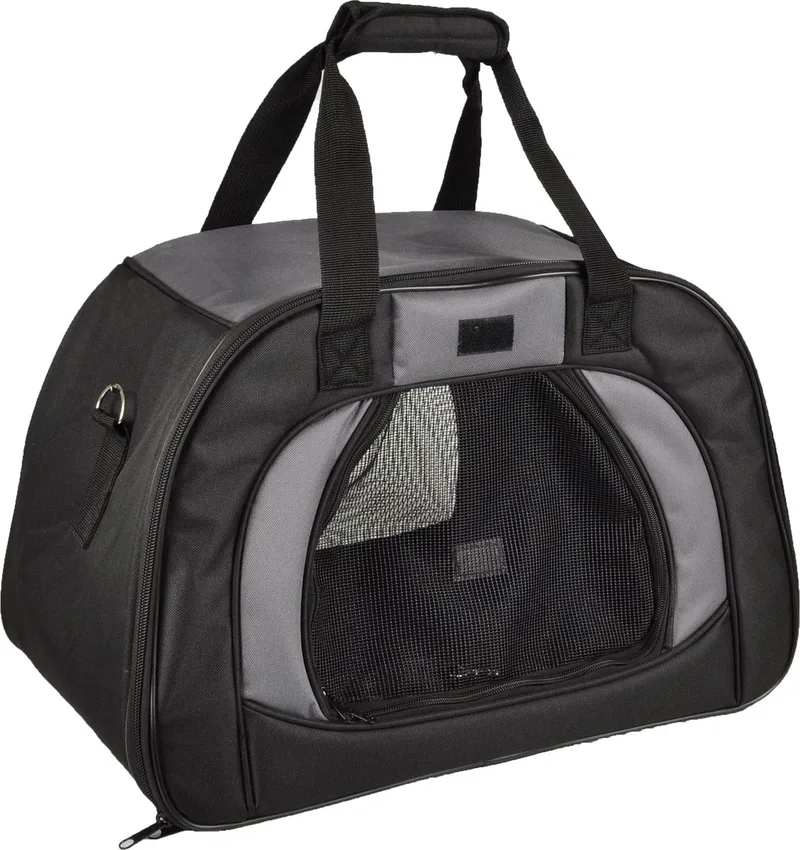 Draagtas hond – Draagtas kat – Flamingo Doris – 48 x 29 x 31 cm – verstevigd frame – ventilatiegaas – uitneembare bodem – 2 opbergvakken – reistas hond & reistas kat by Flamingo in Black – product photo