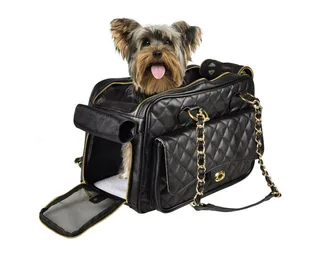 Draagtas hond – Draagtas kat – Flamingo Gigi – 40 x 22 x 28 cm – kunstleder – ventilatiegaas – uitneembaar kussen – opbergvak met draaislot – reistas hond & reistas kat de Flamingo en Noir – photo produit 2 sur 3