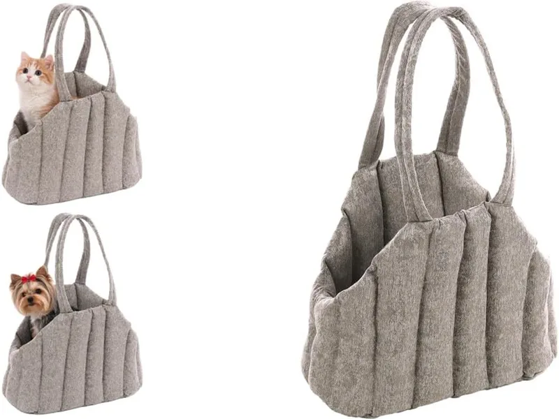 Draagtas hond – Draagtas kat – Flamingo Gilian – 43 x 23 x 35 cm – uitneembare bodem – afneembare hoes – afwasbaar – veiligheidsriem – reistas hond & reistas kat by Flamingo in Light grey – product photo