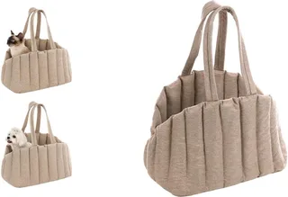 Draagtas hond – Draagtas kat – Flamingo Gladys – 58 x 32 x 34 cm – ruime bodem – uitneembare bodem – afneembare hoes – veiligheidsriem – reistas hond & reistas kat von Flamingo in Beige – Produktfoto 1 von 4