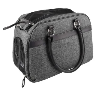 Draagtas hond – Draagtas kat – Flamingo Justine Donkergrijs – 44 x 23 x 32 cm – ventilatiegaas – ritssluiting voor/boven – uitneembare bodem – veiligheidsriem – reistas hond & reistas kat by Flamingo in Grey – product photo 4 of 5