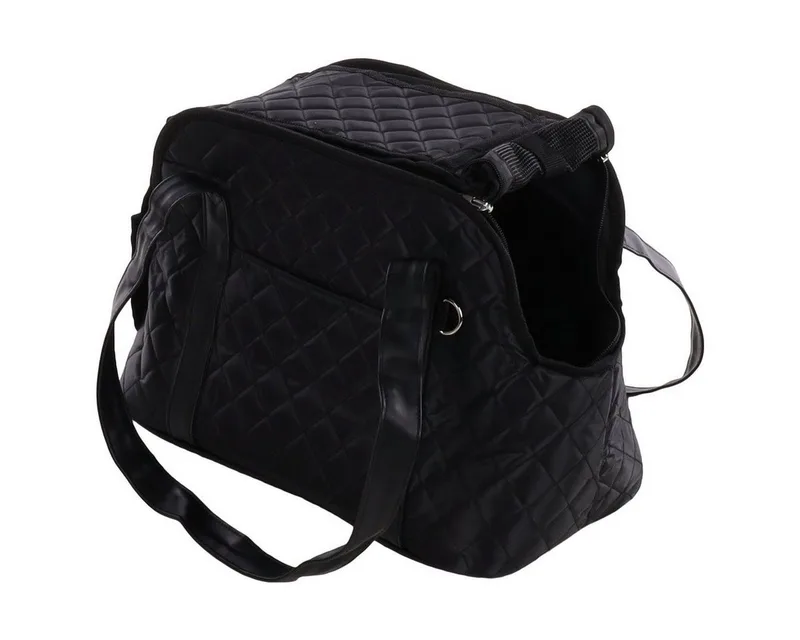 Draagtas hond – Draagtas kat – Flamingo Merida – 41 x 21 x 27 cm – ventilatiegaas – ritssluiting – uitneembare bodem – opbergvak – veiligheidsriem – reistas hond & reistas kat von Flamingo in Schwarz – Produktfoto 2 von 5