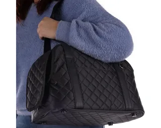 Draagtas hond – Draagtas kat – Flamingo Merida – 41 x 21 x 27 cm – ventilatiegaas – ritssluiting – uitneembare bodem – opbergvak – veiligheidsriem – reistas hond & reistas kat von Flamingo in Schwarz – Produktfoto 4 von 5