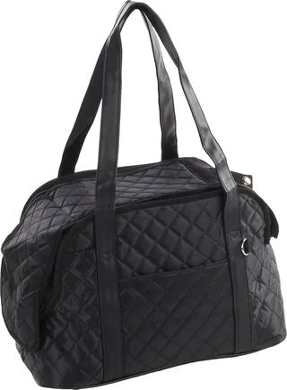 Draagtas hond – Draagtas kat – Flamingo Merida – 41 x 21 x 27 cm – ventilatiegaas – ritssluiting – uitneembare bodem – opbergvak – veiligheidsriem – reistas hond & reistas kat von Flamingo in Schwarz – Produktfoto 1 von 5