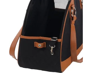 Draagtas hond – Draagtas kat – Flamingo Paddie – 41 x 19 x 30 cm – ventilatiegaas – ritssluiting – uitneembare bodem – veiligheidsriem – reistas hond & reistas kat by Flamingo in Black – product photo 4 of 5