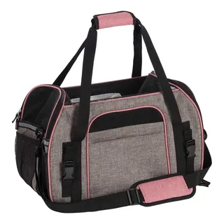 Draagtas hond – Draagtas kat – Flamingo Xandor Taupe – 48 x 25 x 33 cm – puppy – reflecterende stroken – uitneembare bodem – autogordellus – trolleybevestiging – reistas hond & reistas kat by Flamingo in Grey – product photo 2 of 6