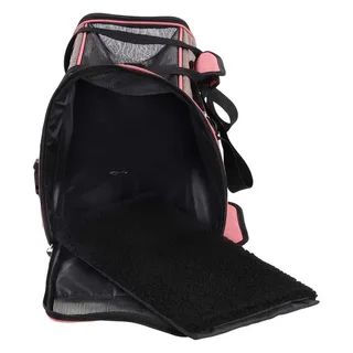 Draagtas hond – Draagtas kat – Flamingo Xandor Taupe – 48 x 25 x 33 cm – puppy – reflecterende stroken – uitneembare bodem – autogordellus – trolleybevestiging – reistas hond & reistas kat by Flamingo in Grey – product photo 4 of 6
