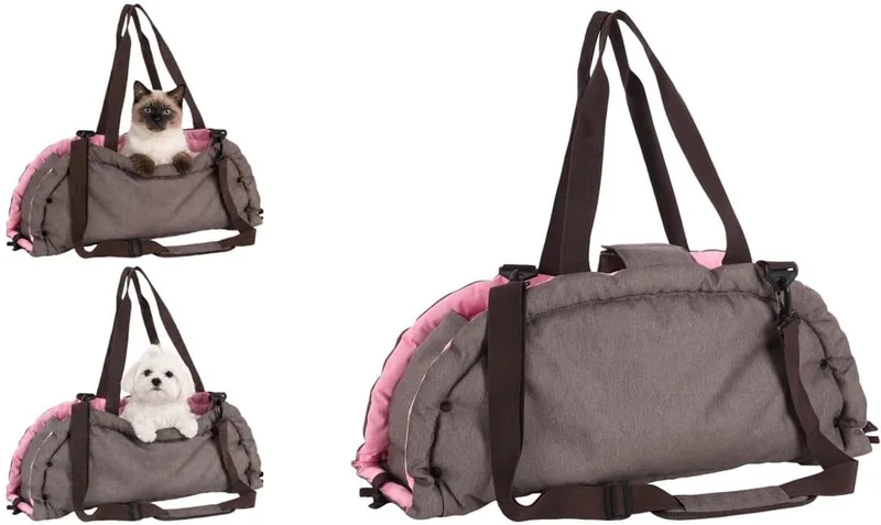 Draagtas hond – Draagtas kat – Flamingo Xenos Taupe – 62 x 26 x 28 cm – 2-in-1 draagtas & ligdeken - opbergvak – veiligheidsriem – reistas hond & reistas kat von Flamingo in Braun – Produktfoto 1 von 5