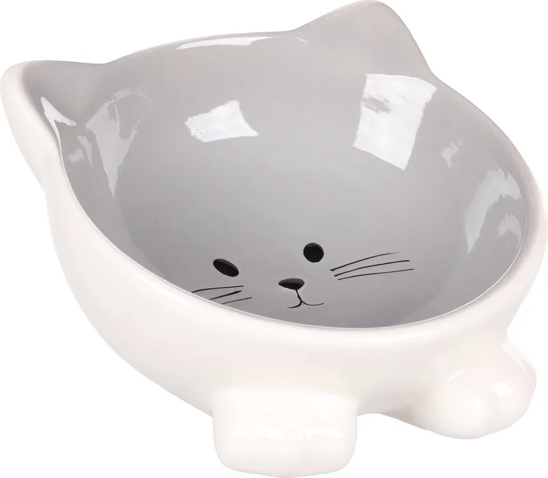 Eet- en Drinkpot "Puzi" – 125 ml – Stijlvolle Voerbak voor Katten en Kleine Honden von Flamingo in Grau – Produktfoto