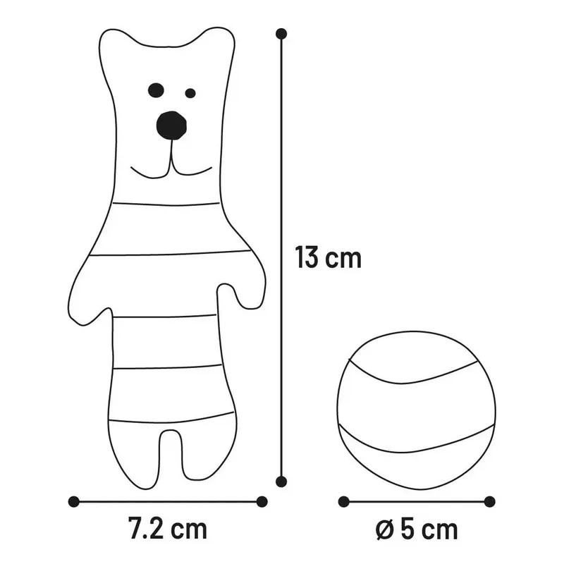 Faci - Speelgoed Katten - Ps Faci Hond Gestreept + Bal - 1st - 137815 - 1st by Flamingo in Brown – product photo 3 of 3