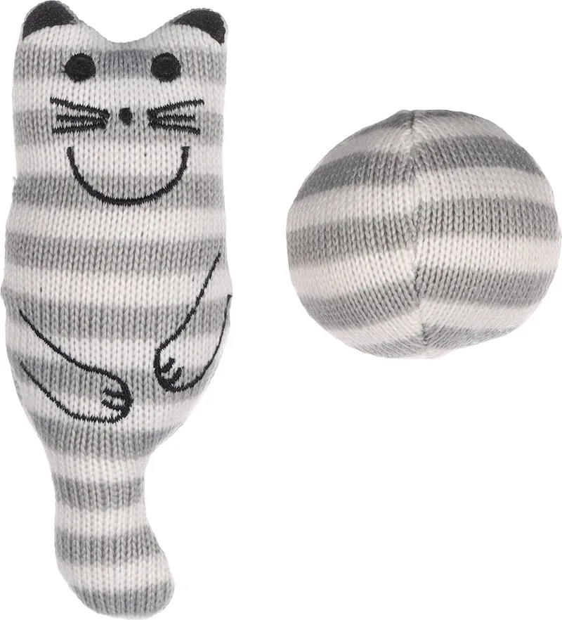 Faci - Speelgoed Katten - Ps Faci Kat + Bal Gestreept - 1st - 137681 - 1st by Flamingo in Grey – product photo