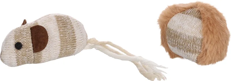 Faci - Speelgoed Katten - Ps Faci Muis + Bal Gestreept - 1st - 137811 - 1st by Flamingo in Brown – product photo