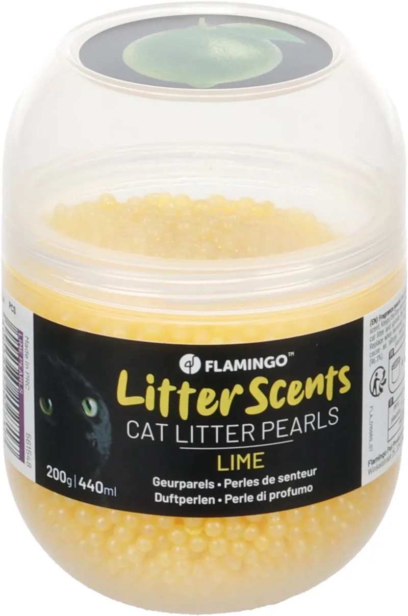 Geurparels met limoengeur - voor de kattenbak - Neutraliseert vieze geurtjes en verspreidt een frisse limoengeur - 200 gram by Flamingo – product photo