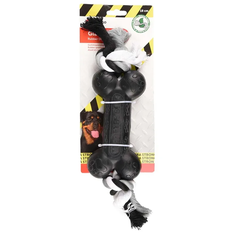 Gladiator Rubber Dumbbell & Rope Hondenspeeltje von Flamingo – Produktfoto 2 von 3
