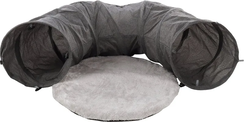 Gotar - Speelgoed Katten - Kattentunnel Met Kussen Gotar 95cm Dia.28cm - 1st by Flamingo in Grey – product photo