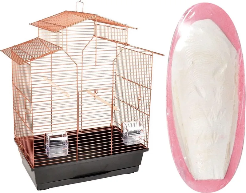 grasparkietkooi Parkietenkooi Vogelkooi Kanariekooi - 51 x 30 x 60,5cm fra Flamingo i Kobber, Sort – produktbillede