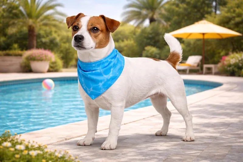 Halsband hond - koelbandana hond - verkoelende hondenbandana - S - Fresk Inou - ademende koelbandana voor warme dagen - 52 cm van Flamingo in Blauw – productfoto