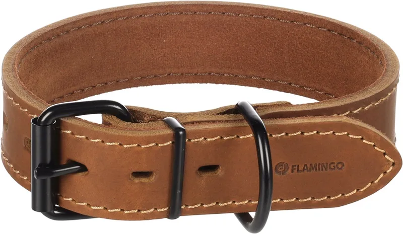 Halsband Montana Leer Breed by Flamingo in Cognac – product photo