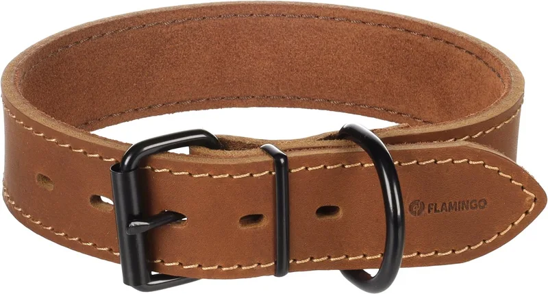 Halsband Montana Leer Breed von Flamingo in Cognac – Produktfoto