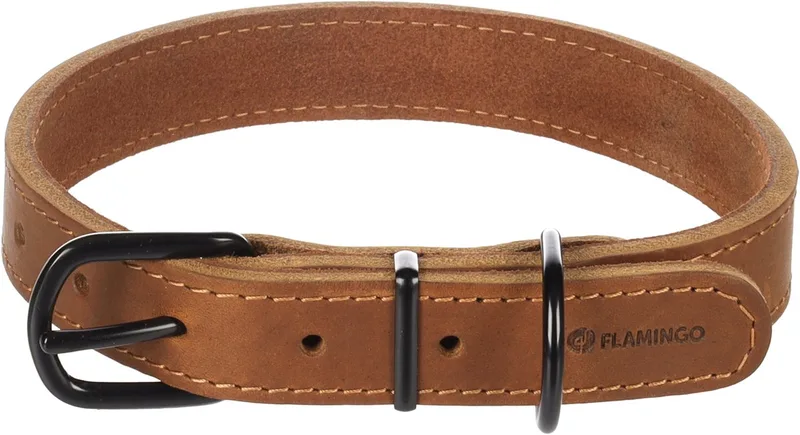 Halsband Montana Leer de Flamingo en Cognac – photo produit