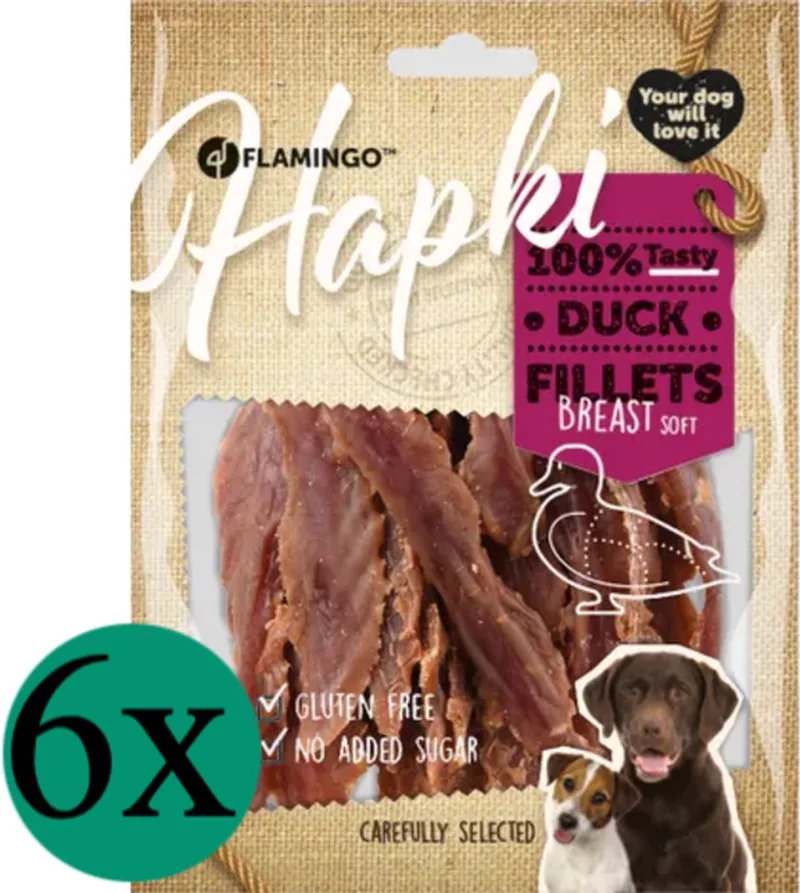 Hapki Filet met Eend – Hondensnack – 6 x 170gr by Flamingo – product photo