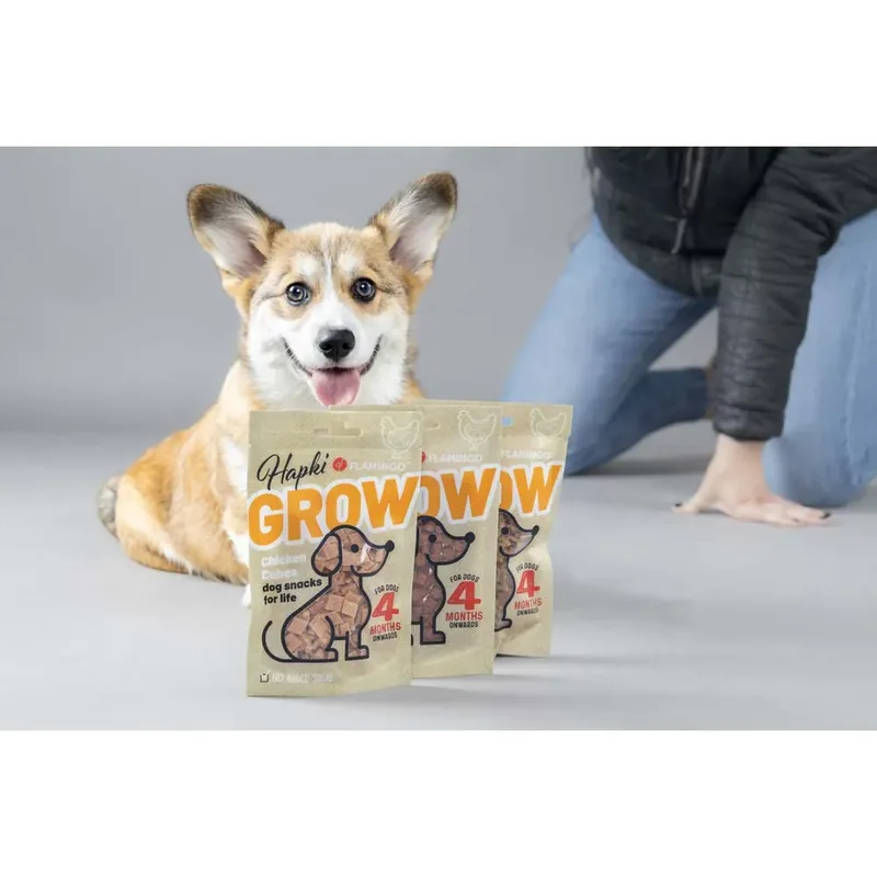 hapki -growth -puppysnack - hondensnack - chicken cubes - geen toegevoegde suiker 85 gr de Flamingo – photo produit 3 sur 4
